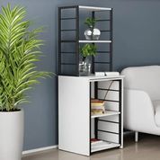Стіл-тумба трансформер Смарт 3/2 з етажеркою Ferrum-decor 1430x1450x600 Чорний метал ДСП Біле 16 мм (FRD-105116) FRD-105116 фото 1