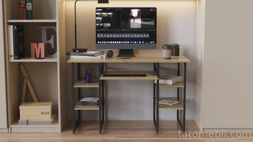 Письменный стол Ferrum-decor Тим 75x120x60 черный ДСП Дуб Сонома 16мм (FRD-103951) FRD-103951 фото