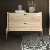 Тумба прикроватная LION Wood с двумя ящиками Дуб Сонома (черные ножки) (LION-041352) LION-041352 фото 1