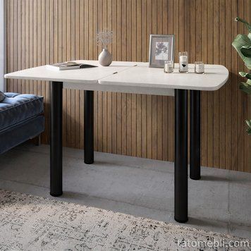 Обідній стіл розкладний LION Нота чорні ніжки Бетон Style 60x90/90x120 (LION-045134) LION-045134 фото