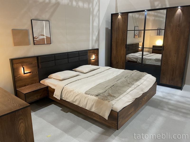 Кровать (каркас) Perfect Home Милтон/Milton 160 с мягким изголовьем двуспальная Каштан/антрацит (PFH-091084) PFH-091084 фото