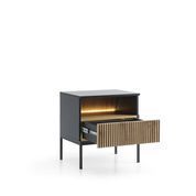 Тумба прикроватная с подсветкой Perfect Home Сенто / Sento S54 с 1 ящиком Черный/дуб один (PFH-091484) PFH-091484 фото 2