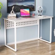 Стол письменный Майк Ferrum-decor 75x120x60 Белый металл ДСП Бетон 16 мм (FRD-106514)