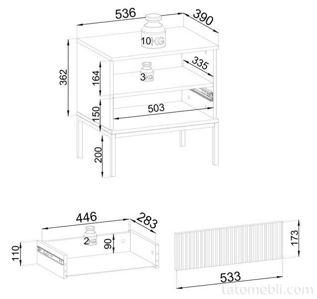 Тумба прикроватная с подсветкой Perfect Home Сенто / Sento S54 с 1 ящиком Черный/дуб один (PFH-091484) PFH-091484 фото