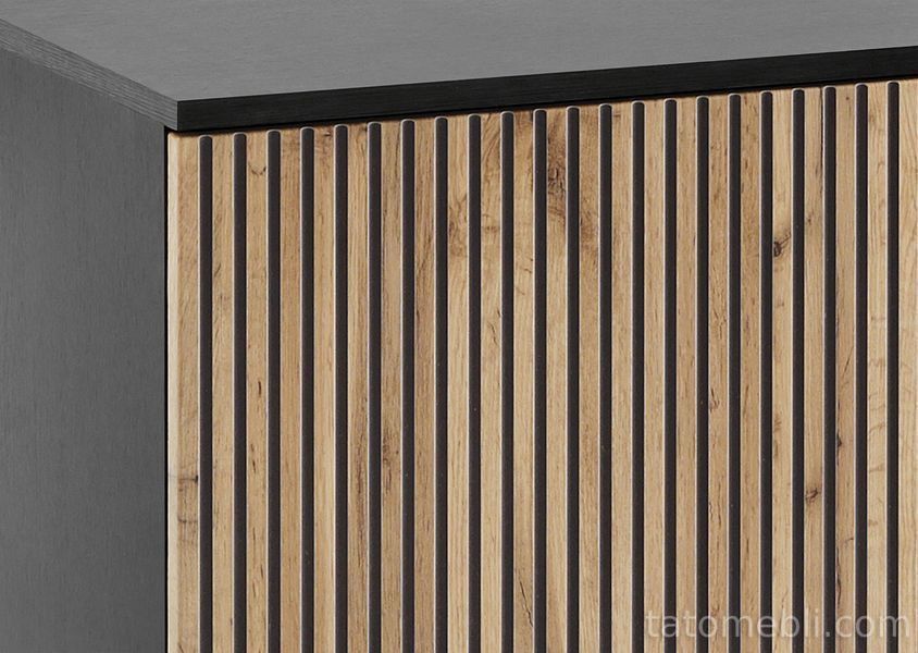 Тумба прикроватная с подсветкой Perfect Home Сенто / Sento S54 с 1 ящиком Черный/дуб один (PFH-091484) PFH-091484 фото