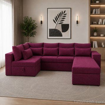 Кутовий ортопедичний диван Мекко Chester II 3400х1800 + пуф 1340х680 Bonel Standart Hard Plus тканина Bagama 23 (MEK-161696) MEK-161710 фото