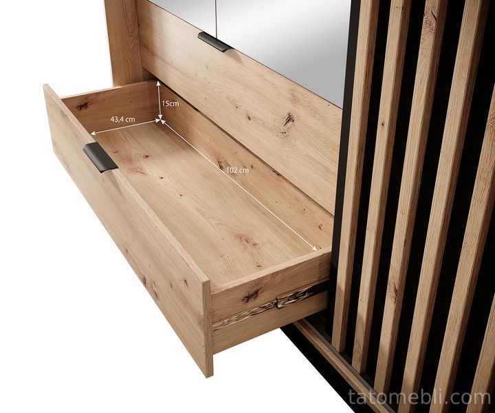 Шкаф полукупе Perfect Home Талли / Tally 4-дверный с зеркалом 4D2S/220 Дуб артизан/антрацит (PFH-091097) PFH-091097 фото