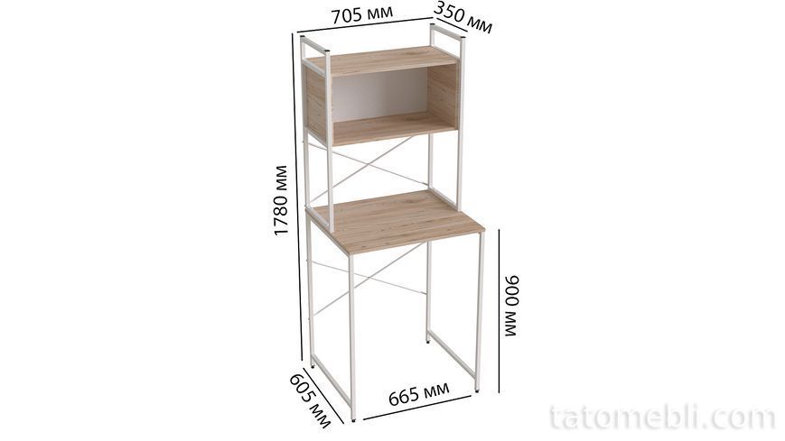 Стеллаж полка Бафрум 403 Ferrum-decor для стиральной машины 178x70,5x60,5 Белый металл ДСП Дуб Сан-Марино 16 мм (FRD-107379) FRD-107379 фото