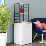 Стіл-тумба трансформер Смарт 4/1 з етажеркою Ferrum-decor 1430x1450x500 Чорний метал ДСП Біле 16 мм (FRD-105123) FRD-105123 фото 1