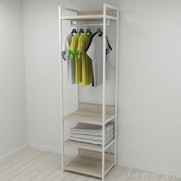 Шафа Гардероб Уні секція 3 серії Конект Ferrum-decor 220x60x50см Білий метал ДСП Дуб Сонома 32 мм (FRD-104533) FRD-104533 фото