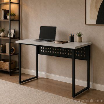 Стіл письмовий Майк Ferrum-decor 75x140x70 Чорний метал ДСП Кашемір 32 мм (FRD-108330) FRD-108330 фото
