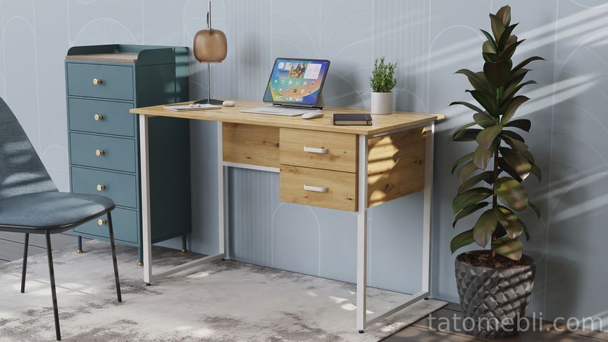 Комп'ютерний стіл Ferrum-decor Дакота 75x140x70 білий ДСП Дуб Артизан 16 мм (FRD-107279) FRD-107279 фото