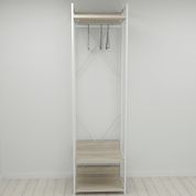 Шкаф Гардероб Уни секция 1 серии Конект Ferrum-decor 220x60x50см Белый металл ДСП Дуб Сонома 32 мм (FRD-104509)