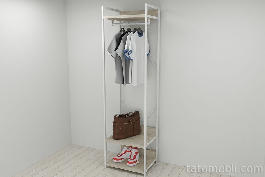Шкаф Гардероб Уни секция 1 серии Конект Ferrum-decor 220x60x50см Белый металл ДСП Дуб Сонома 32 мм (FRD-104509) FRD-104509 фото