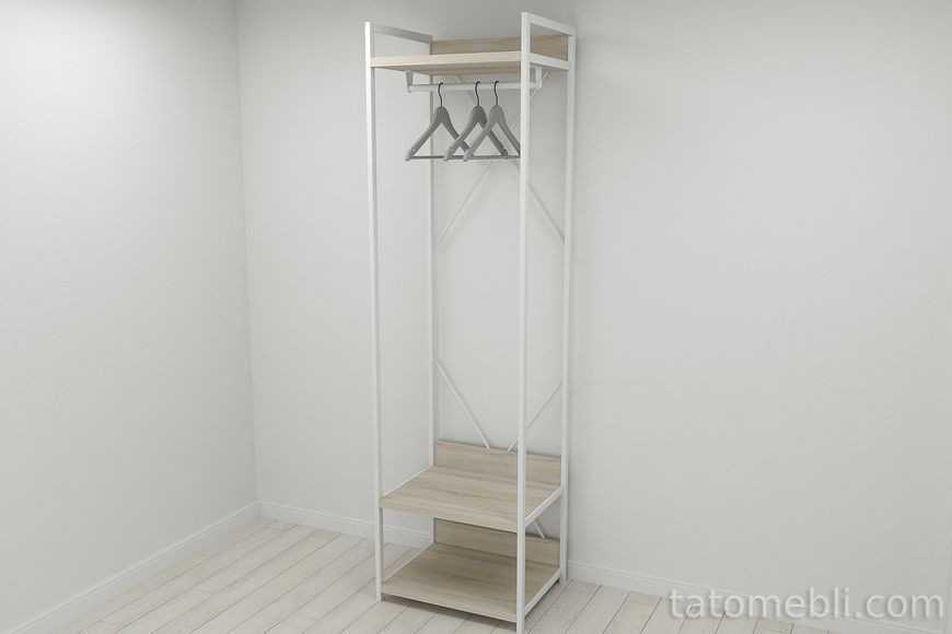 Шкаф Гардероб Уни секция 1 серии Конект Ferrum-decor 220x60x50см Белый металл ДСП Дуб Сонома 32 мм (FRD-104509) FRD-104509 фото
