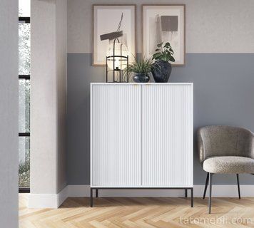 Комод високий Perfect Home Нова / Nova 2-дверний з чорними ніжками K104 Білий (PFH-091232) PFH-091232 фото