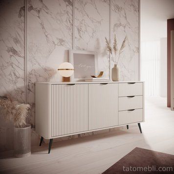 Комод Perfect Home Ланте / Lante 2-дверний з 3 шухлядами і чорними ніжками 2D3S/163 Беж (PFH-091177) PFH-091177 фото