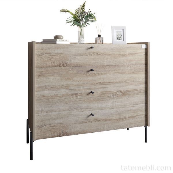 Комод с 4 ящиками LION Wood с черными ножками 100х90х45 см Дуб Сонома (LION-042980) LION-042980 фото