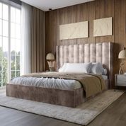 Двуспальная кровать с подъемным механизмом LION Нино 180x200 см SILK 105 Шоколадный (LION-045025)