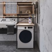 Стеллаж полка Бафрум 404 Ferrum-decor для стиральной машины 178x70,5x60,5 Черный металл ДСП Дуб Сонома 16 мм (FRD-107383) FRD-107383 фото 3