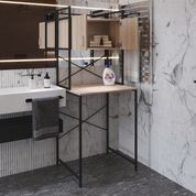 Стеллаж полка Бафрум 404 Ferrum-decor для стиральной машины 178x70,5x60,5 Черный металл ДСП Дуб Сонома 16 мм (FRD-107383)