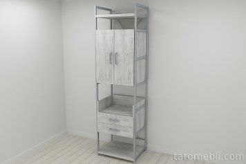 Шафа Гардероб Уні секція 5 серії Конект Ferrum-decor 220x60x50 см Сірий метал ДСП Бетон 32 мм (FRD-106882) FRD-106882 фото