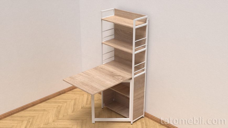 Стіл книжка з етажеркою Практик 2 Ferrum-decor 1555x640x990 Білий метал ДСП Дуб Сонома 16мм (FRD-104635) FRD-104635 фото