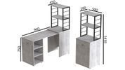 Стол-тумба трансформер Смарт 4/1 с этажеркой Ferrum-decor 1430x1450x500 Черный металл ДСП Бетон 16 мм (FRD-105129) FRD-105129 фото 3