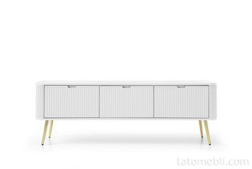 Тумба під телевізор Perfect Home Зова / Zova 3-дверна з золотими ніжками RTV168 Білий (PFH-091273) PFH-091273 фото