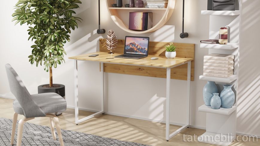 Компьютерный стол Ferrum-decor Скай 75x140x60 белый ДСП Дуб Артизан 16мм (FRD-106983) FRD-106983 фото
