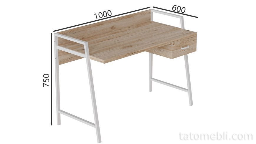 Письменный стол Ferrum-decor Комфорт 750x1000x600 Белый металл ДСП Дуб Сан-Марино 32 мм (FRD-103437) FRD-103437 фото