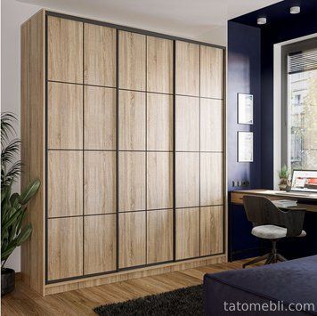 Шкаф купе трехдверный ALTO Black (177.5х45х220) Дуб сонома VM27793 фото