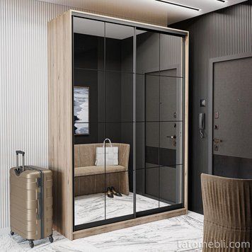 Шкаф купе двухдверный Уни LOFT (120.1х60х220) Дуб крафт серый зеркала VM27593 фото