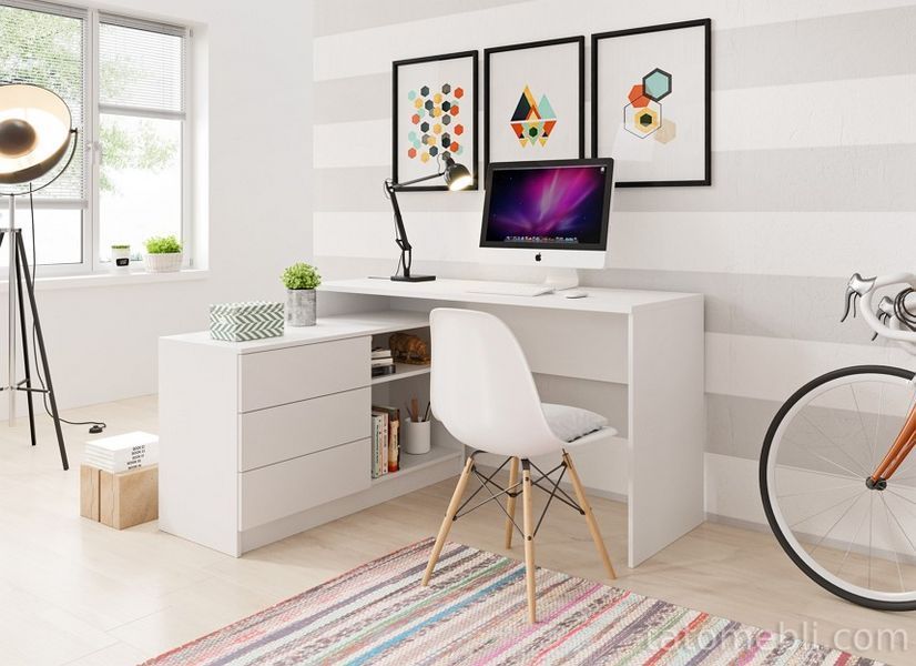Стіл офісний письмовий Perfect Home Тео / Teo 3S/138 з 3 шухлядами Білий (PFH-091165) PFH-091165 фото