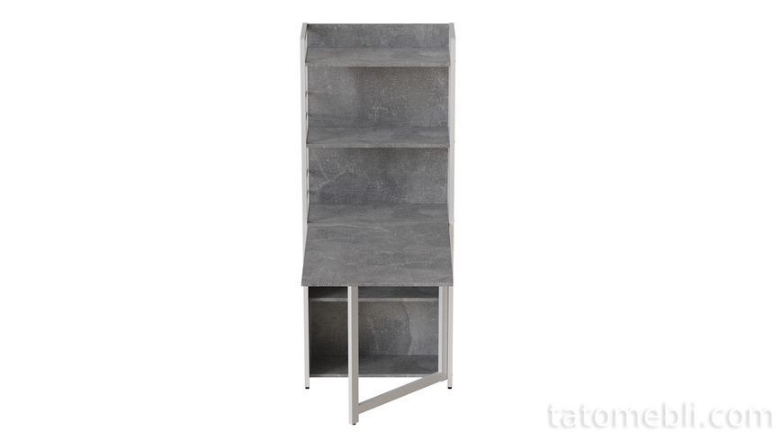 Стол книжка с этажеркой Практик 2 Ferrum-decor 1555x640x990 Белый металл ДСП Бетон 16 мм (FRD-104638) FRD-104638 фото