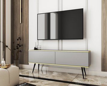 Тумба под телевизор Perfect Home Оро/Oro 2-дверная с черными ножками RTV135 Серый (PFH-091325) PFH-091325 фото