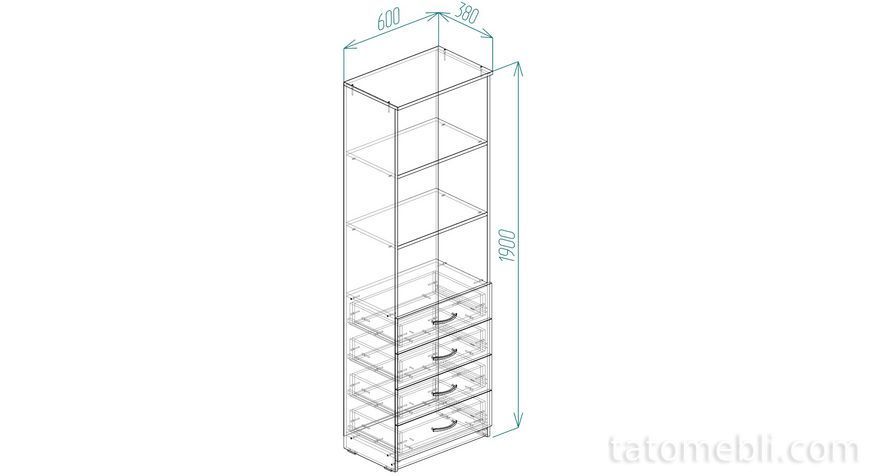 Шафа Анжело Ferrum-decor на 3 полиці з 4 ящики 1900x600x380 ДСП Бетон 16 мм (FRD-104988) FRD-104988 фото