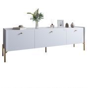 Тумба под телевизор на 3 ящика LION Wood с золотыми ножками 160х65х40 см Нимфея Альба (белый) (LION-042997) LION-042997 фото 2