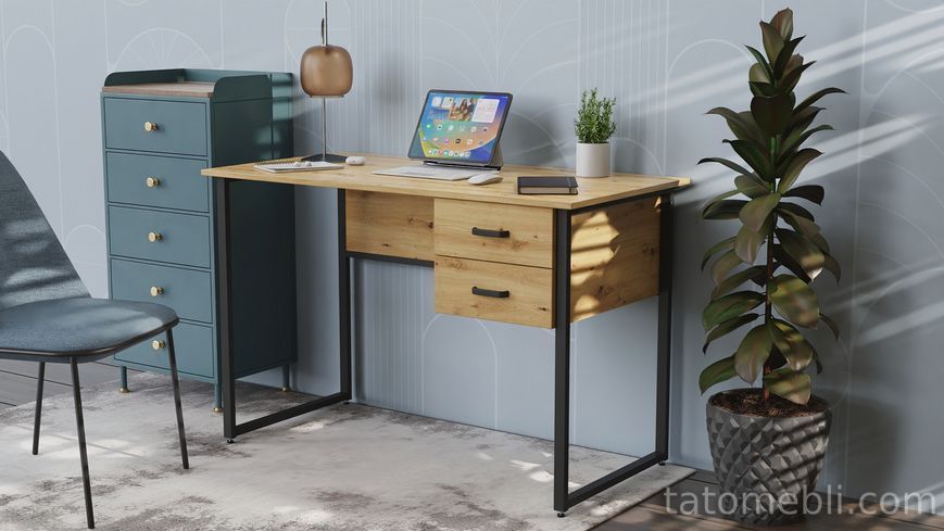 Компьютерный стол Ferrum-decor Дакота 76x140x60 черный ДСП Дуб Артизан 32мм (FRD-107286) FRD-107286 фото