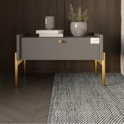 Тумба прикроватная LION Wood с одним ящиком Антрацит (золотые ножки) (LION-041304) LION-041304 фото 1