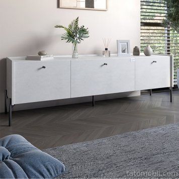 Тумба під телевізор на 3 шухляди LION Wood з чорними ніжками 160х65х40 см Бетон style (LION-043094) LION-043094 фото