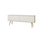 Тумба под телевизор Perfect Home Оро/Oro 2-дверная с золотыми ножками RTV135 MDF Белый (PFH-091329) PFH-091329 фото 3