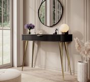 Стіл туалетний Perfect Home Ланте / Lante 1S/100 з 1 шухлядою і золотими ніжками Чорний (PFH-091196)