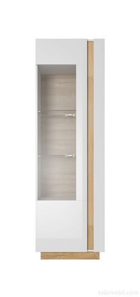 Витрина высокая Perfect Home Арко / Arco 1-дверная 1D1W/60 Белый глянец/дуб грандсон (PFH-091029) PFH-091029 фото