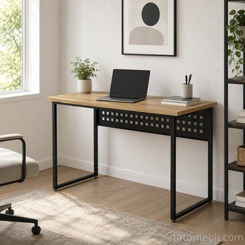 Стіл письмовий Майк Ferrum-decor 75x140x60 Чорний метал ДСП Дуб Евок Прибережний 32 мм (FRD-108240) FRD-108240 фото