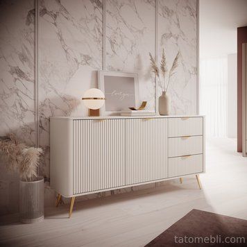 Комод Perfect Home Ланте / Lante 2-дверний з 3 шухлядами і золотими ніжками 2D3S/163 Беж (PFH-091180) PFH-091180 фото