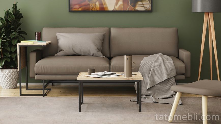 Стол журнальный приставной Терри Комбо Ferrum-decor 345x662x440 Черный металл ДСП Сан-Марино 16 мм (FRD-105137) FRD-105137 фото
