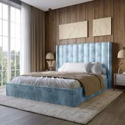 Двуспальная кровать с подъемным механизмом LION Нино 180x200 см SILK 501 Небесно-голубой (LION-045033)
