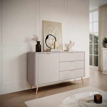 Комод Perfect Home Ланте / Lante 1-дверний з 3 шухлядами і золотими ніжками 1D3S/138 Беж (PFH-091116) PFH-091116 фото