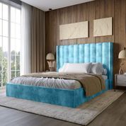 Двуспальная кровать с подъемным механизмом LION Нино 180x200 см SILK 502 Бирюзовый (LION-045034) LION-045034 фото 1